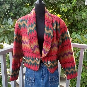 Vintage Circle T Aztec Print Cropped Jacket size Large